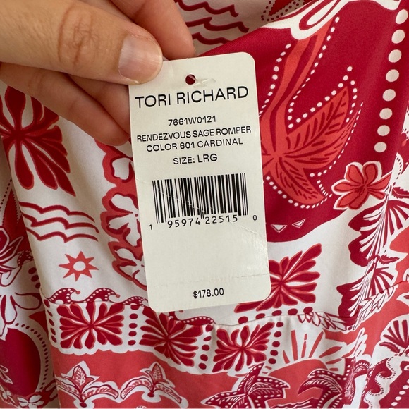 Tori Richard Rendezvous Sage Romper Cardinal Large Red BNWT - Picture 4 of 8
